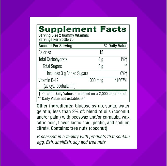 Vitamin B-12 Gummy Supplement High Potency Energy Support 1000 mcg 140ct (1 Pack)