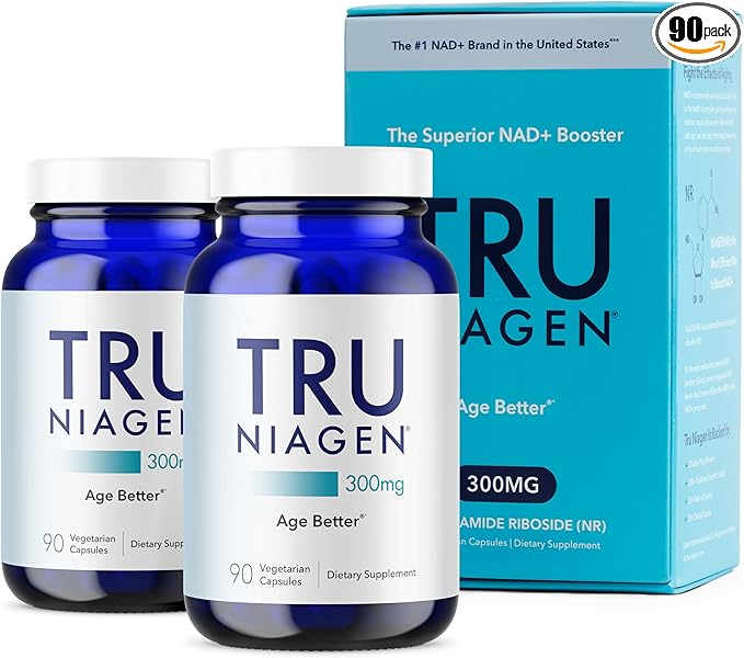 TRU NIAGEN Patented NAD Supplement for Brain Function Anti Aging &amp Cell Regeneration 300mg Niagen 90 Servings | Supports Cellular Energy Muscle | Nicotinamide Riboside (NR) Take 1 Daily | 2 Bo
