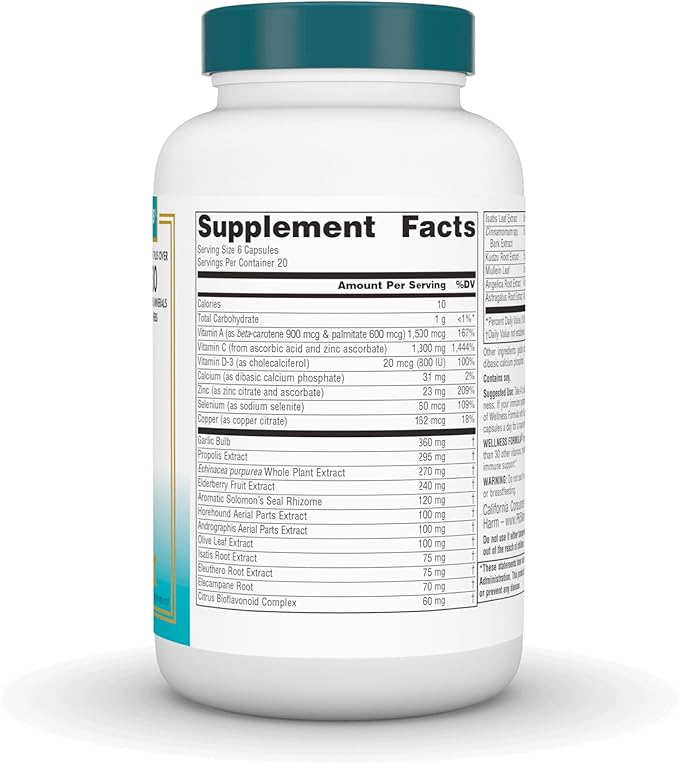 Source Naturals Wellness Formula Advanced Immune Support* Bio-Aligned Vitamins &amp Herbal Defense - Immune System Support Supplement &amp Immunity Booster - 120 Capsules