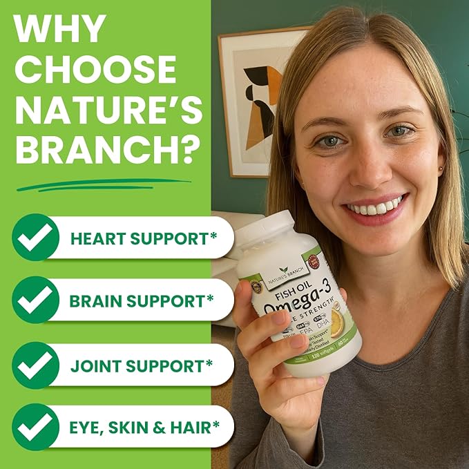 Triple Strength Omega 3 Fish Oil Supplements 2400mg | 120 Capsules Burpless High Potency Lemon Flavor High EPA DHA for Men &amp Women Ultra Pure Softgels | Joint Support Eyes Heart Brain Health P