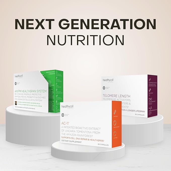 Healthycell Telomere Length Supplement - Anti-Aging Telomere Lengthening Supplements with Phytonutrients &amp Vitamins for Cellular Health - AC-11 Astragalus &amp Resveratrol - 30 Capsules