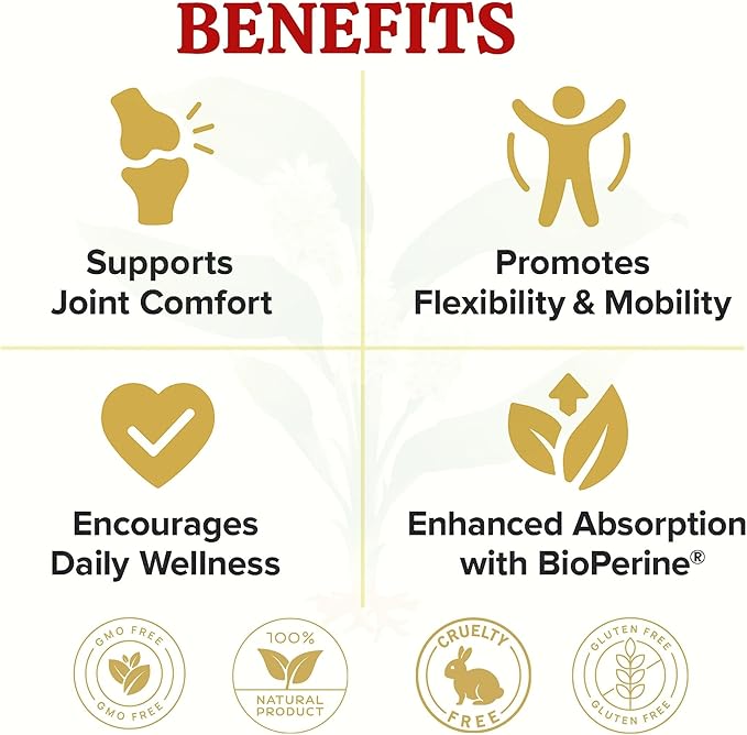 Sun Vitals Platinum Turmeric Complex – 95% Curcuminoids with BioPerine® Glucosamine &amp Boswellia