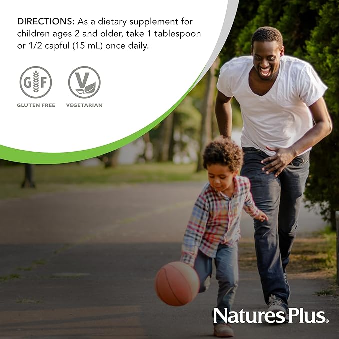 NaturesPlus Animal Parade Source of Life Gold Children's Liquid Multivitamin 30 OZ - Natural Tropical Berry Flavor - Immune Support Supplement - Organic Whole Foods Gluten-Free Vegan - 60 Servings