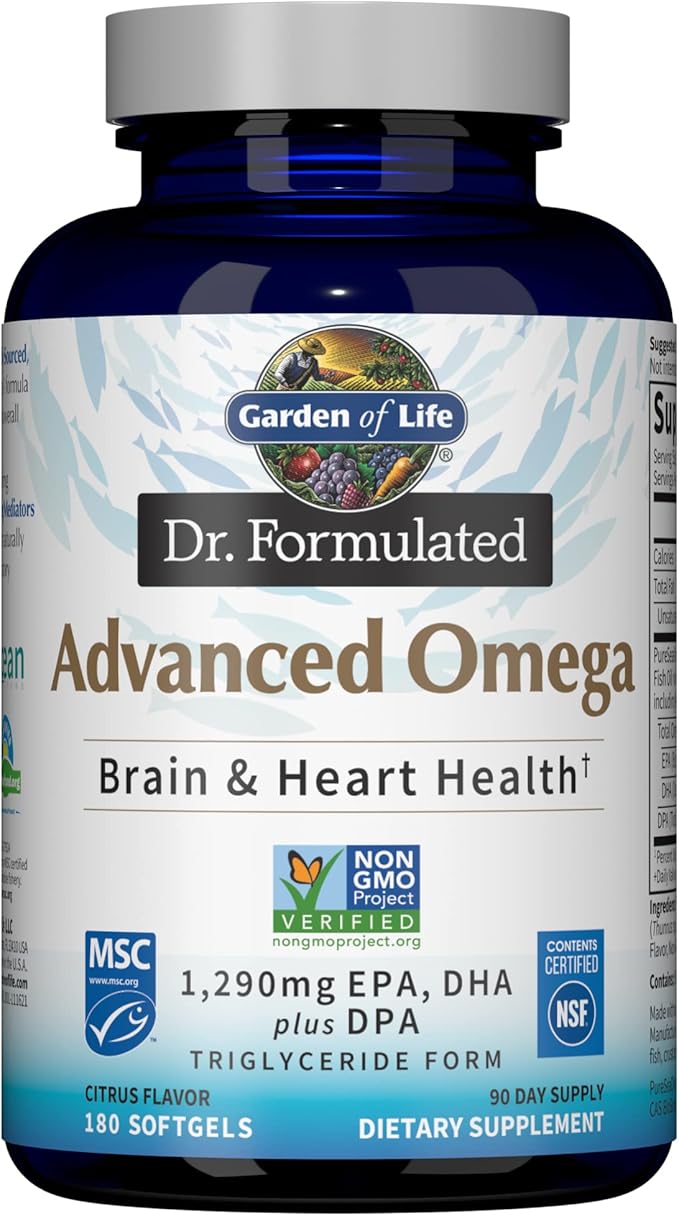 Garden of Life Dr. Formulated Advanced Omega Fish Oil &amp Raw Vitamin Code Vitamin C 120 Veg Capsules