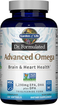 Garden of Life Dr. Formulated Advanced Omega Fish Oil - Lemon 1290mg EPA DHA + DPA in Triglyceride Form Single Source Omega 3 Supplement for Ultimate Brain &amp Heart Health Non-GMO 180 Softgel