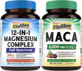 12 in 1 Magnesium Complex Capsules and Maca Root Capsules Bundle Non-GMO Dietary Supplements Vegan Capsules