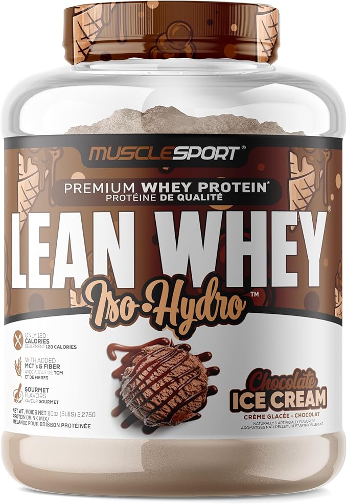 Musclesport Lean Whey Revolution™ Protein Powder - Whey Protein Isolate - Low Calorie Low Carb Low Fat Incredible Flavors - 25g Protein per Scoop - 5lb Chocolate Ice Cream