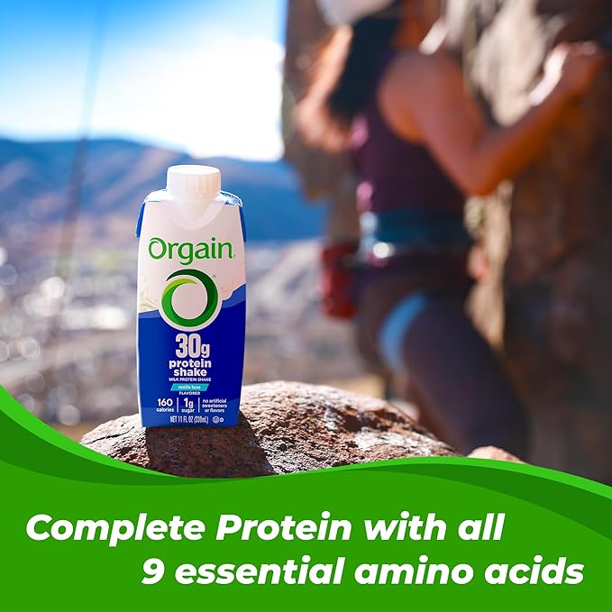 Orgain 30g High Protein Ready To Drink Shake Vanilla Bean 11 Fl Oz (Pack of 12) + Orgain Organic 30g Vegan Protein Powder Vanilla 2.01 lb (Packaging May Vary) Bundle