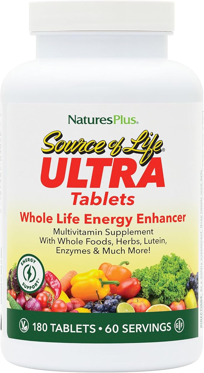 NaturesPlus Ultra Source of Life Multivitamin - 180 Tablets - Supports Immune Health Energy &amp Overall Well-Being - with Lutein &amp Vitamin D3 - Vegetarian &amp Gluten Free - 60 Servings