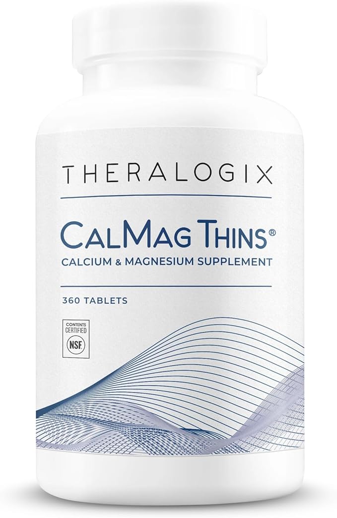 Theralogix CalMag Thins Calcium &amp Magnesium Supplement - Bone Support Supplement for Women &amp Men - Contains 200 mg of Calcium and 50 mg of Magnesium - NSF Certified - 360 Tablets
