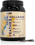 Iron Feather Collagen Powder | Vanilla | Multi-Collagen Protein with Vitamin C | Supports Joints Tendons Recovery Skin Hair and Nails | 10g Protein per Scoop | Clean and Functional Nutrition