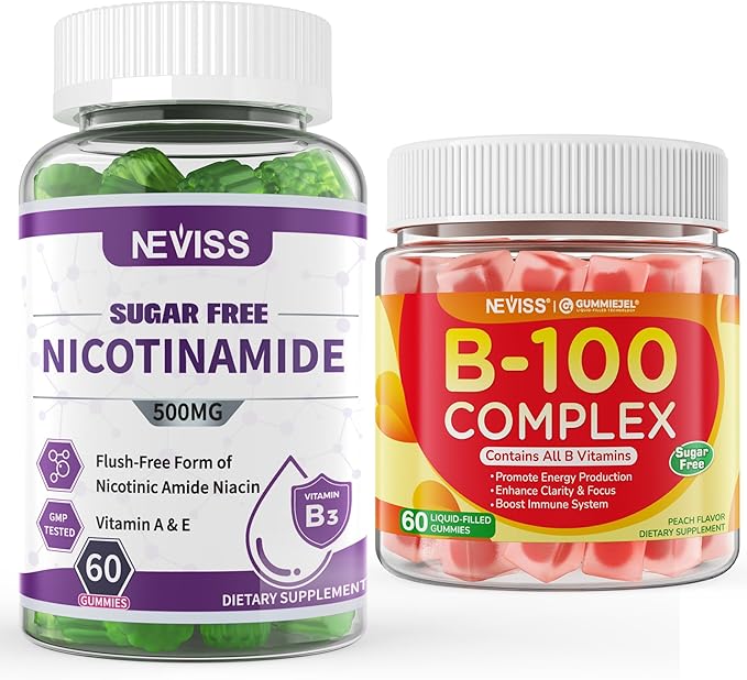 NEVISS Nicotinamide 500mg Gummies+Vitamin B100 Complex Gummies