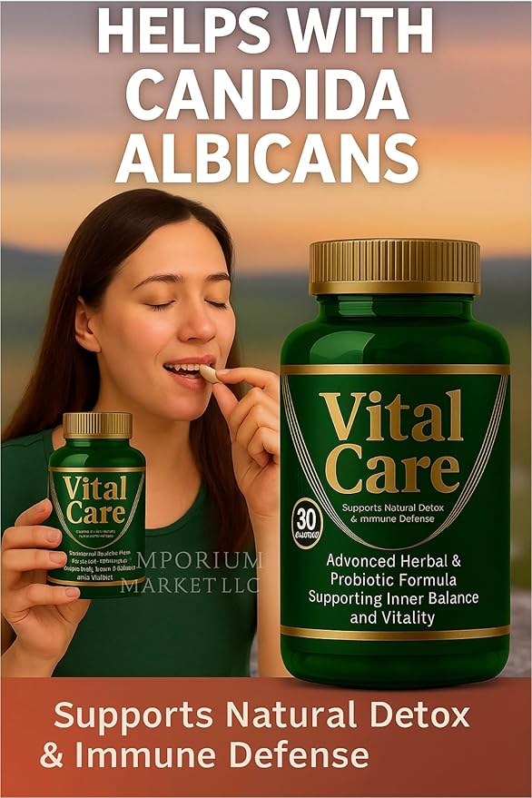 Vital Care – Advanced Herbal &amp Probiotic Supplement | Supports Natural Detox Natural Organic Purifier| 30 Capsules for Daily Wellness Energy &amp Vitality 1 Bottle (3) Vital