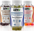 ZENV Daily Stress Management &amp Adaptogen Bundle: Ashwagandha &amp Mushroom Complex Gummies Adult Multivitamin Gummies | 60-Day Cortisol &amp Mood Support