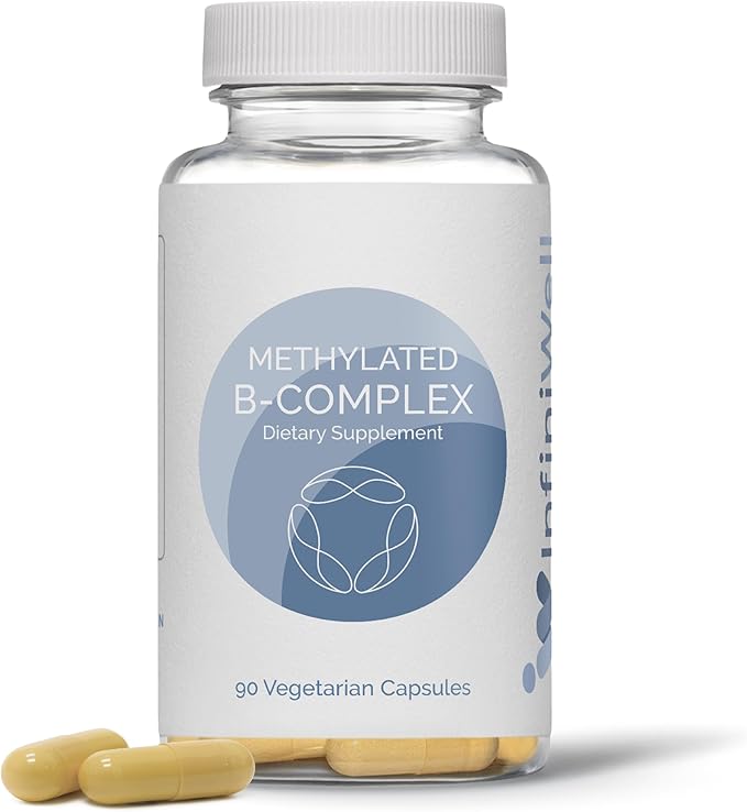 InfiniWell Methylated B Complex - Methylated Multivitamin with B Vitamins - High-Potency Active Forms for Nervous System Immune &amp Adrenal Health - Promotes Healthy Methylation (90 Capsules)