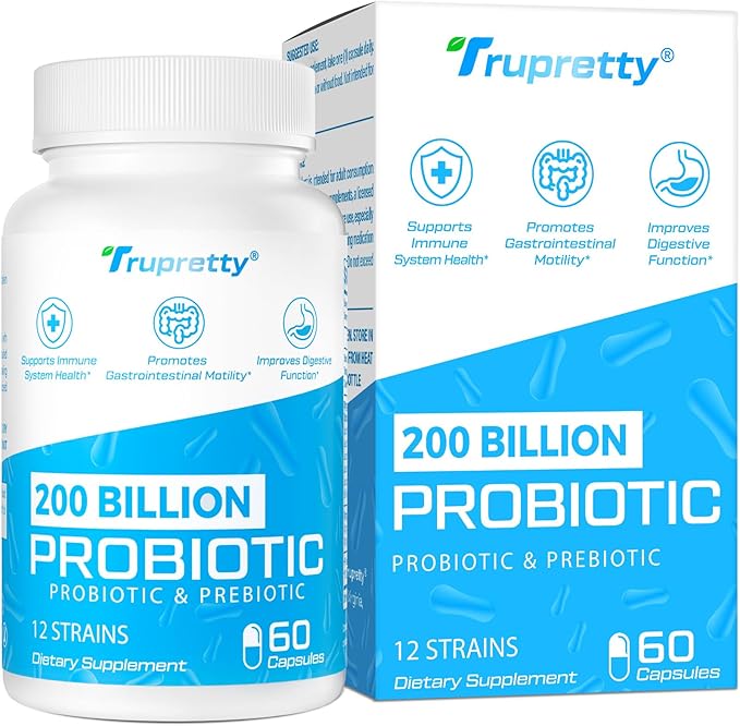 200 Billion Cfus 12 Strains Probiotic with 3 Organic Prebiotics Probiotics for Women Men Daily Supplement for Immune Gut Digestive Health Shelf Stable Non GMO 60 Caps (60-Days Supply)