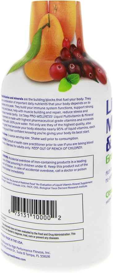 1st Step Pro-Wellness Liquid Multi-Vitamin and Mineral Supplement Citrus Burst 16-Ounce Bottles