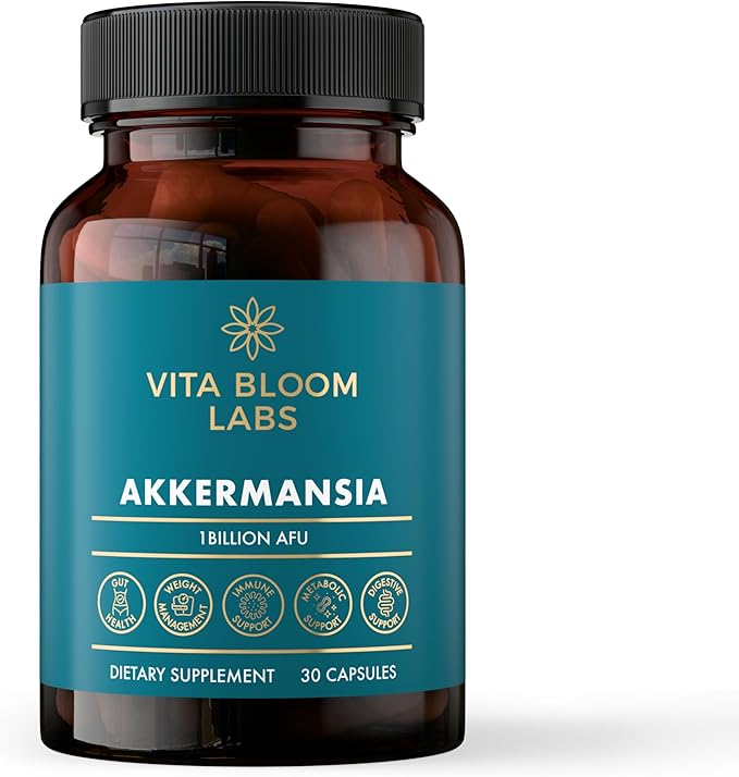 Akkermansia Probiotic Supplement - Promotes Digestive Comfort Gut Lining &amp Microbiome Support - GLP-1 &amp Metabolic Wellness - Active Strain 1 Billion AFUs - 30 Capsules
