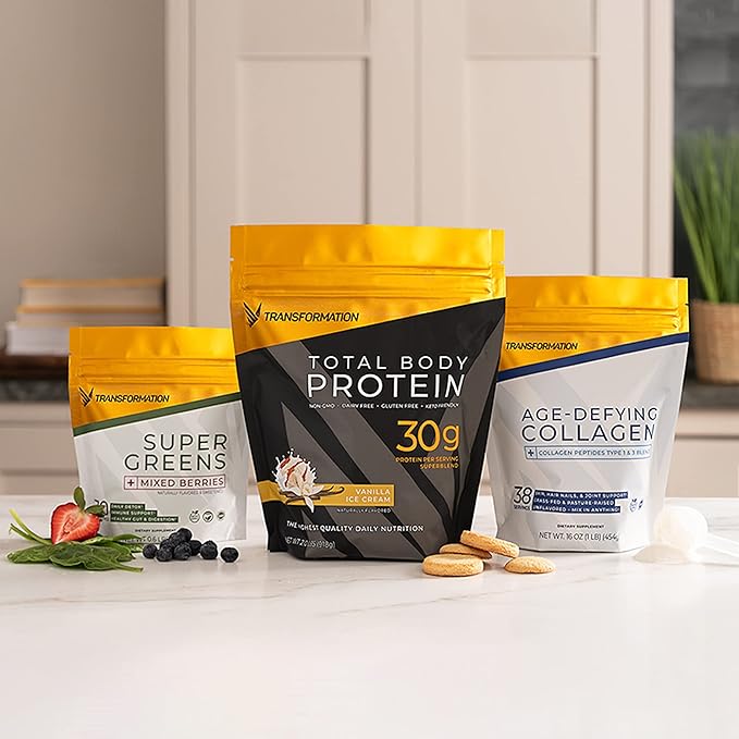 Transformation Protein Super Blend | Egg White Collagen Peptides and Plant Protein | 15 Billion CFU Probiotics | Digestive Enzymes | MCT Oil | Low Carb Shake for Men &amp Women | Variety 10 Pack