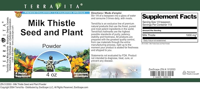 Milk Thistle Seed and Plant Powder (4 oz ZIN: 512053)