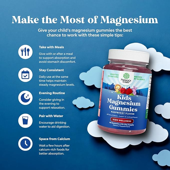 Bundle of Kids Magnesium Gummies - Supplement for Nerve Health Muscles &amp Healthy Heart Support and Plant Based Kids Multivitamin Gummies - Multivitamin for Immunity Support with Vitamins A C D3