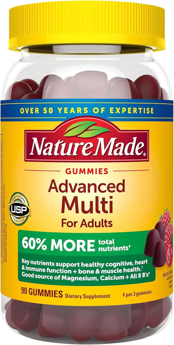 Nature Made Daily 4 Combo Pack Multivitamin for Him and Her Gummies Omega-3 from Fish Oil Softgels Magnesium Glycinate Capsules Probiotic Gummies 4 Bottles