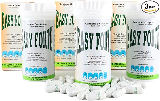 Easy Forte by Easy Figure | 3-Pack Natural Fiber Capsules | Fibra Natural en Cápsulas | 90 Count