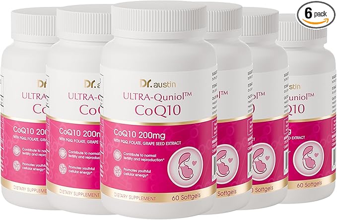 DR.AUSTIN DRAUSTIN Coenzyme Q10 Preparation for Pregnancy Reduction 200mg Mitochondrial PQQ Folic Acid Imported from The United States 360 Count (6)