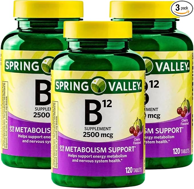 Unique Bundle Store Vitamin B12 2500 mcg – 120 Quick-Dissolve Tablets Cherry Flavor B12 Vitamins for Men and Women Vegan B12 Supplement Gluten Free Vitamin B12 Tablets (Pack of 3)