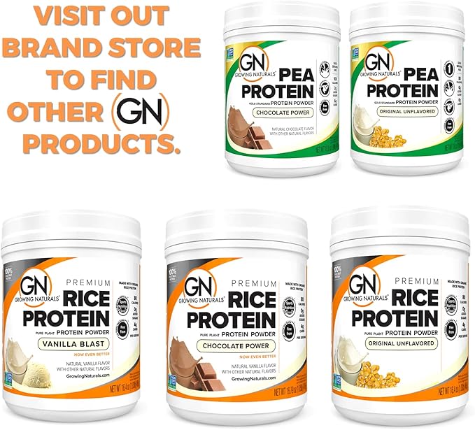 Growing Naturals Raw Pea Protein Powder Vegan Plant Based Protein BCAA Low-Carb Low-Sugar Vanilla Blast 2 Pound (Pack of 1)