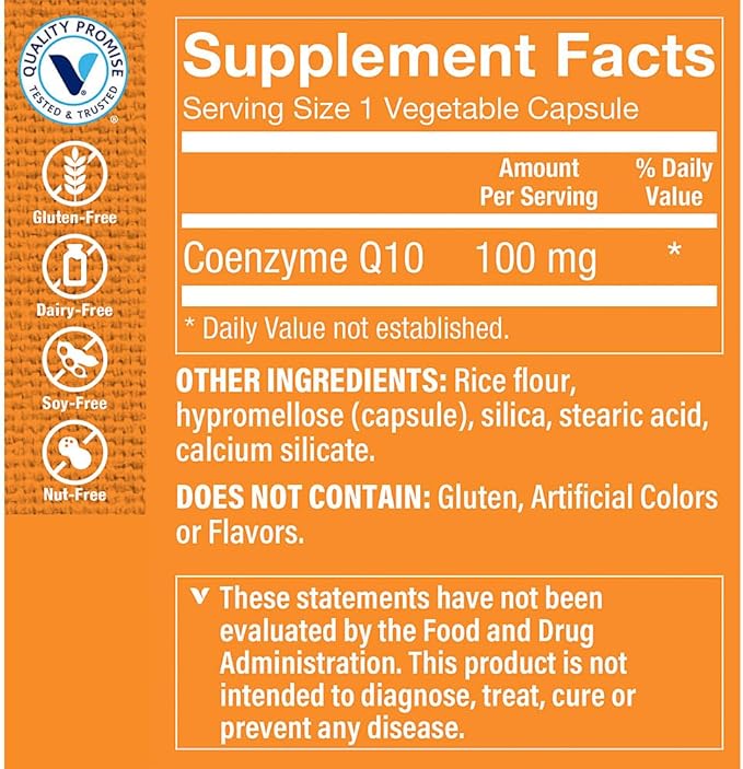 The Vitamin Shoppe CoQ-10 100mg - Beneficial for Those Taking Statins – Supports Heart &amp Cellular Health and Healthy Energy Production Essential Antioxidant – Once Daily (180 Capsules)