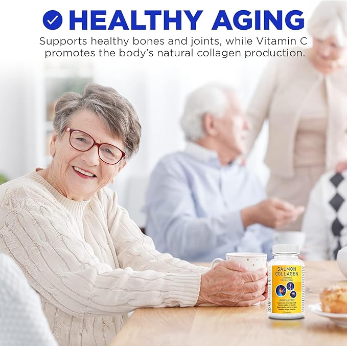 Salcoll Premium Marine Collagen Capsules 120 Count Fish Collagen Supplement for Joint Support Skin Hair &amp Nails