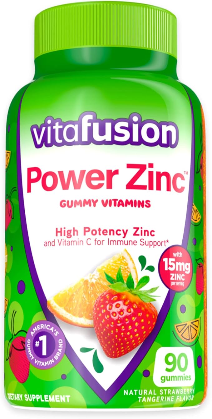Vitafusion Probiotic Gummy Supplements Raspberry Peach and Mango Flavors 35 Day Supply 70 Count Power Zinc Gummy Vitamins Strawberry Tangerine Flavored 90 Count