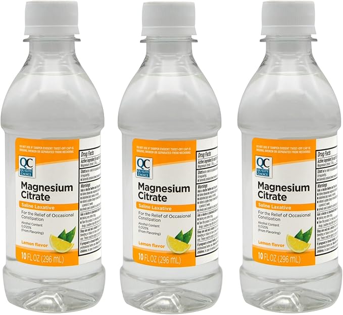 Quality Choice Magnesium Citrate Oral Solution Saline Laxative for The Relief of Occasional Constipation Lemon Flavor 10 Fl Oz (3)