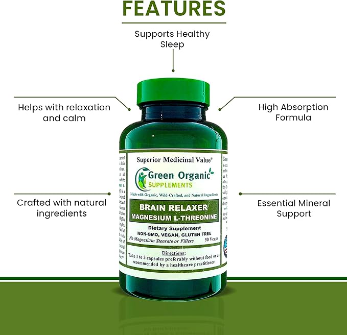 Green Organic Supplements Magnesium L-Threonine 90 VCaps (Pack of 5)