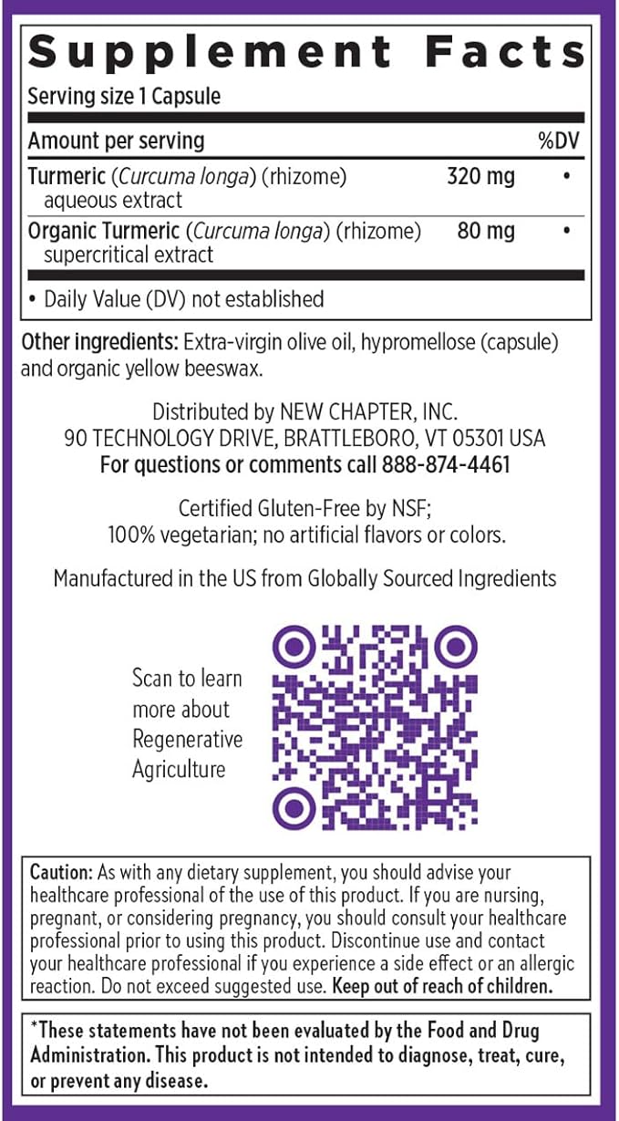 New Chapter Turmeric SupplementDailyHeartBrain&ampHealthy Inflammation SupportSupercritical Turmeric Curcumin Means No Black Pepper NeededNon-GMOGluten Free – (4 Month Supply)120 Count (Pack o
