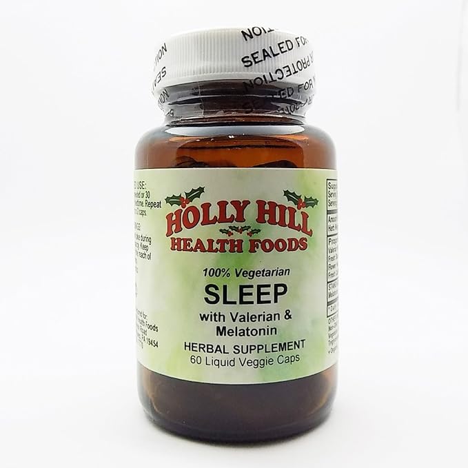 Holly Hill Health Foods Sleep (with Valerian &amp Melatonin) 60 Liquid Vegetarian Capsules