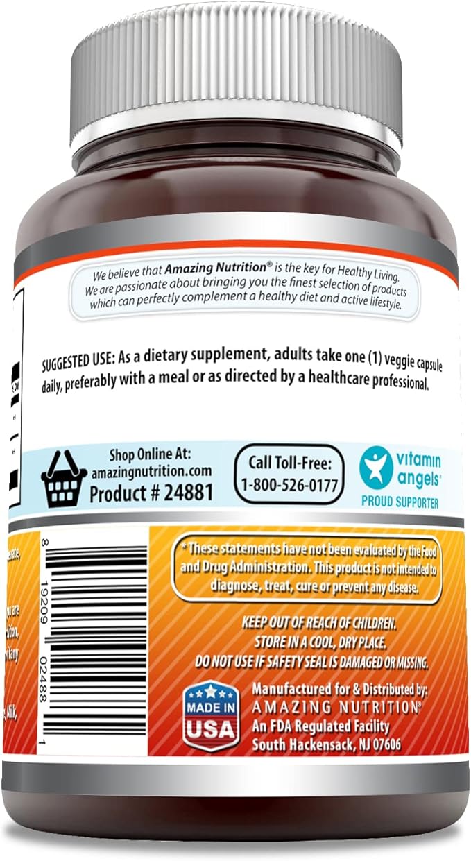 Amazing Formulas Quercetin Berberine - 250mg Berberine and 250mg Quercetin 180 Veggie Capsules Supplement | Non-GMO | Gluten Free | Made in USA | Ideal for Vegetarians