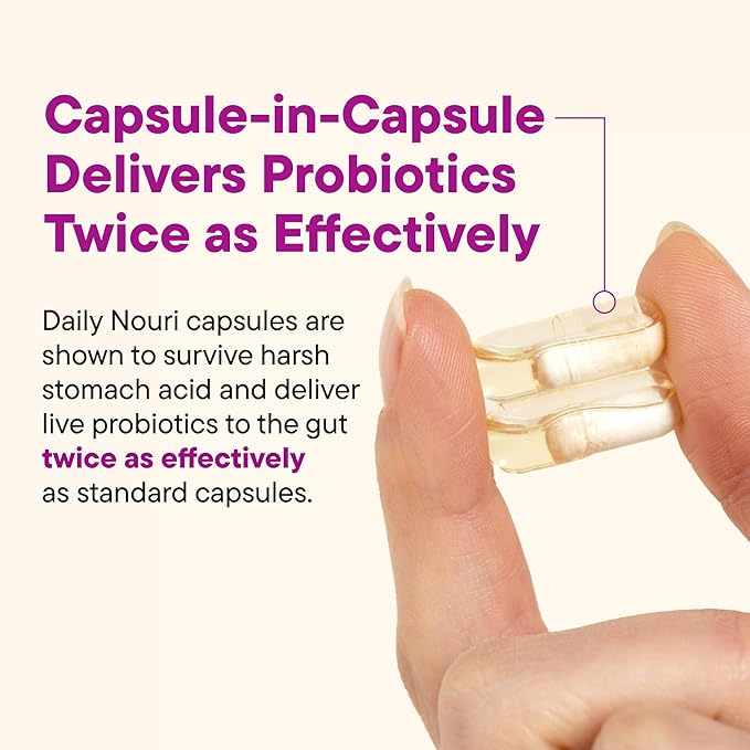 Daily Nouri Hormone Balance Probiotics for Women | Hormone Balance for Women | PMS Hormonal Acne &amp Bloating Support | 7 Clinically Studied Strains + Omega | 30-Day Supply