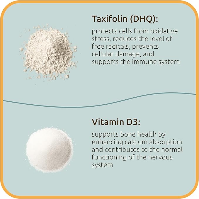 Taxifolin (Dihydroquercetin) + Vitamin D3 – 530 mg 60 Vegan Capsules – Antioxidant &amp Bone Health Support
