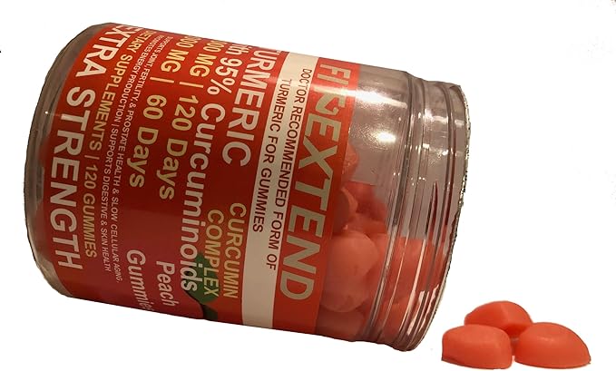 Turmeric Gummies 1000 mg with Turmeric Curcumin Complex 120 Days Immune Support Healthy Skin Joint Health Vegan Tasty Chewable Peach Flavored Gummy Extra Strength