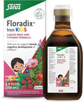 Salus Floradix Iron Kids - Liquid Iron &amp Vitamin Formula - Children's Supplement with C &amp B Vitamins - Vegan - Raspberry-Vanilla Flavor - 8.5 fl oz
