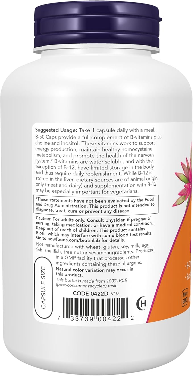 NOW Foods B-50 250 Veg Capsules (Pack of 2)