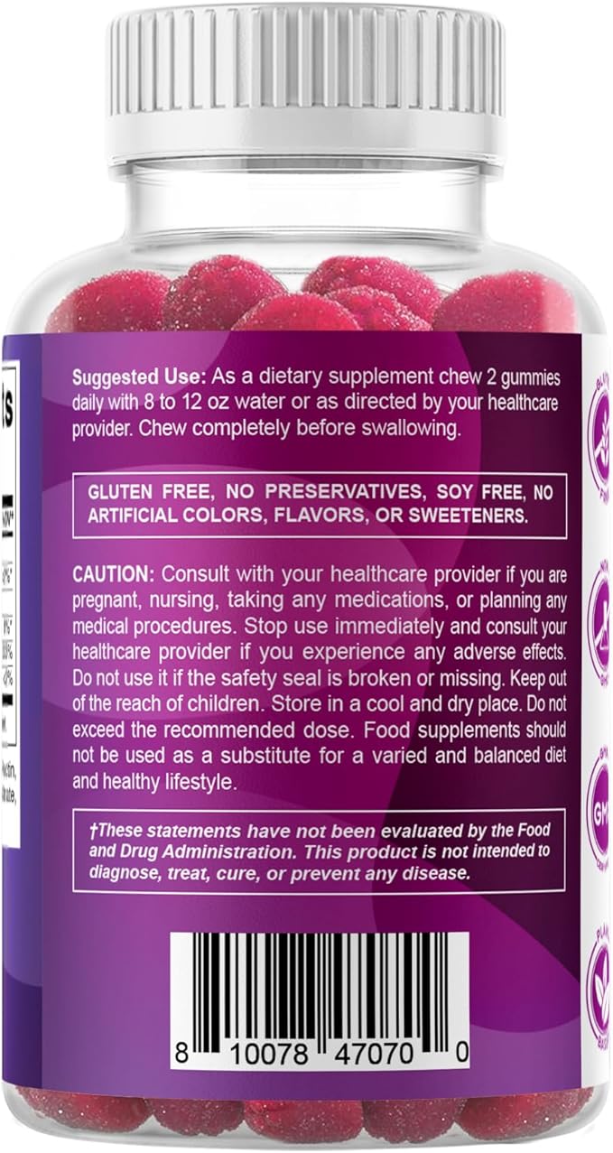 Vitamatic Biotin Gummies 10000 mcg for Stronger Hair Skin &amp Nails - 60 Vegan Gummies - Also Called Vitamin B7 (6 Bottles)