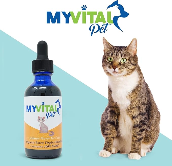 MyVitalC Combo 4Oz ESS60 Organic Extra Virgin Olive Oil &amp 2Oz MyVitalPet ESS60 Olive Olive for Cats &amp Pets Salmon Flavored