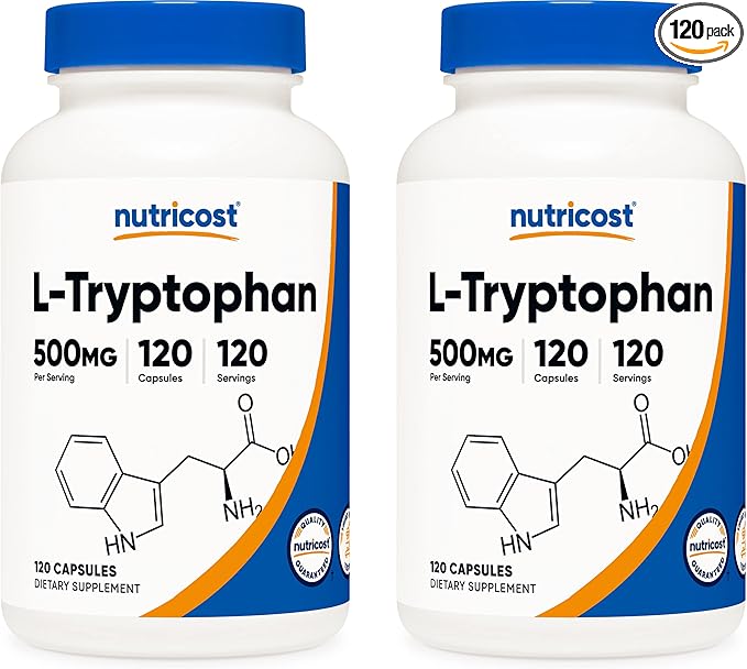 Nutricost L-Tryptophan 500mg 120 Capsules (2 Bottles)
