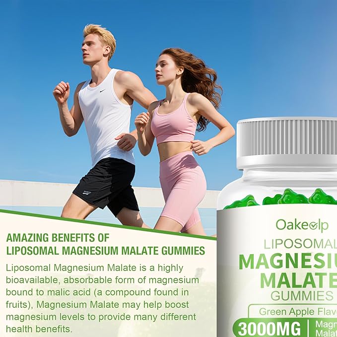 2 Pack Liposomal 3000mg Magnesium Malate Gummies SupplementComplex Creatine MonohydrateFolate Active B12 &amp D3 L-Theanine &amp CoQ10 for Stress ReliefMethylation Energy Muscle &amp Calm