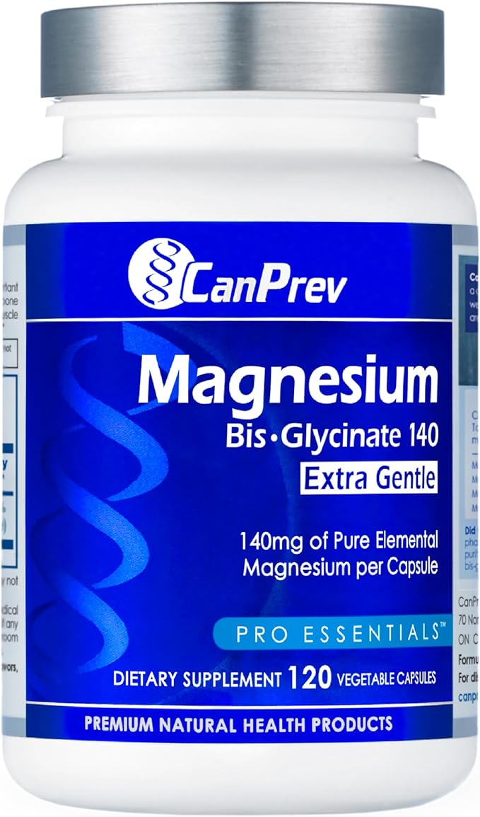 CanPrev Magnesium BisGlycinate Extra Gentle 140mg 120 v-Caps 120-Day Supply - Pure Elemental Magnesium Supplement Support Bone &amp Muscle Function Gentle on Stomach Perfect for Daily Magnesium N