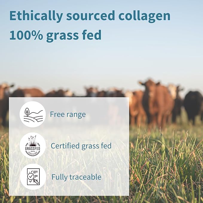 Igennus Free Range Grass Fed Hydrolyzed Bovine Collagen Peptides Neutral Taste 100% Highest Grade Bovine Collagen Protein Powder Types 1 2 &amp 3 Clean Label Non-GMO Free Range 40 Servings