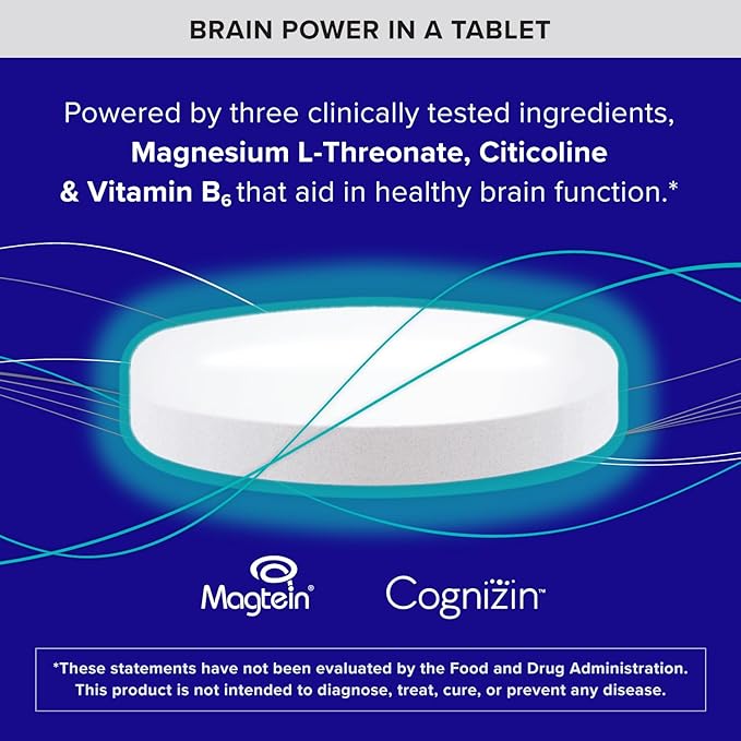 Qunol Brain Health Memory Plus with B6 Magnesium L-Threonate &amp Citicoline Clinically Tested Ingredients to Improve Memory Focus Attention and Productivity 60 Count (Pack of 1)